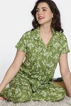 Zivame Nature Trails Knit Cotton Pyjama Set - Turtle Green — thumbnail 1